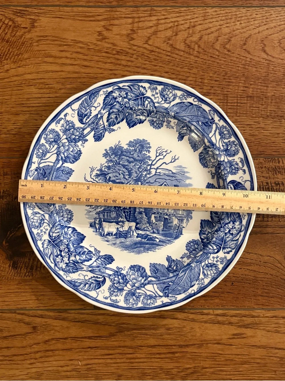 Spode Blue Room Rural Scenes Transferware Dinner Plate England 10.5”